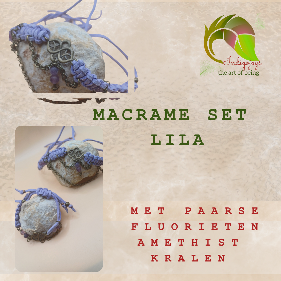 Macramé set met choker en armband lila Soulwoven