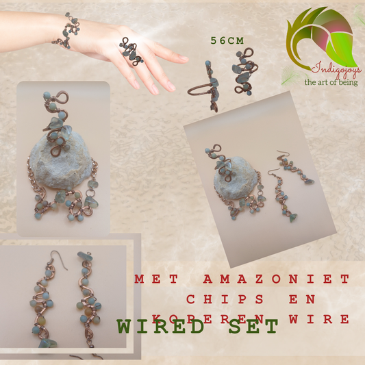 Amazonite flow sieradenset met een krijs
